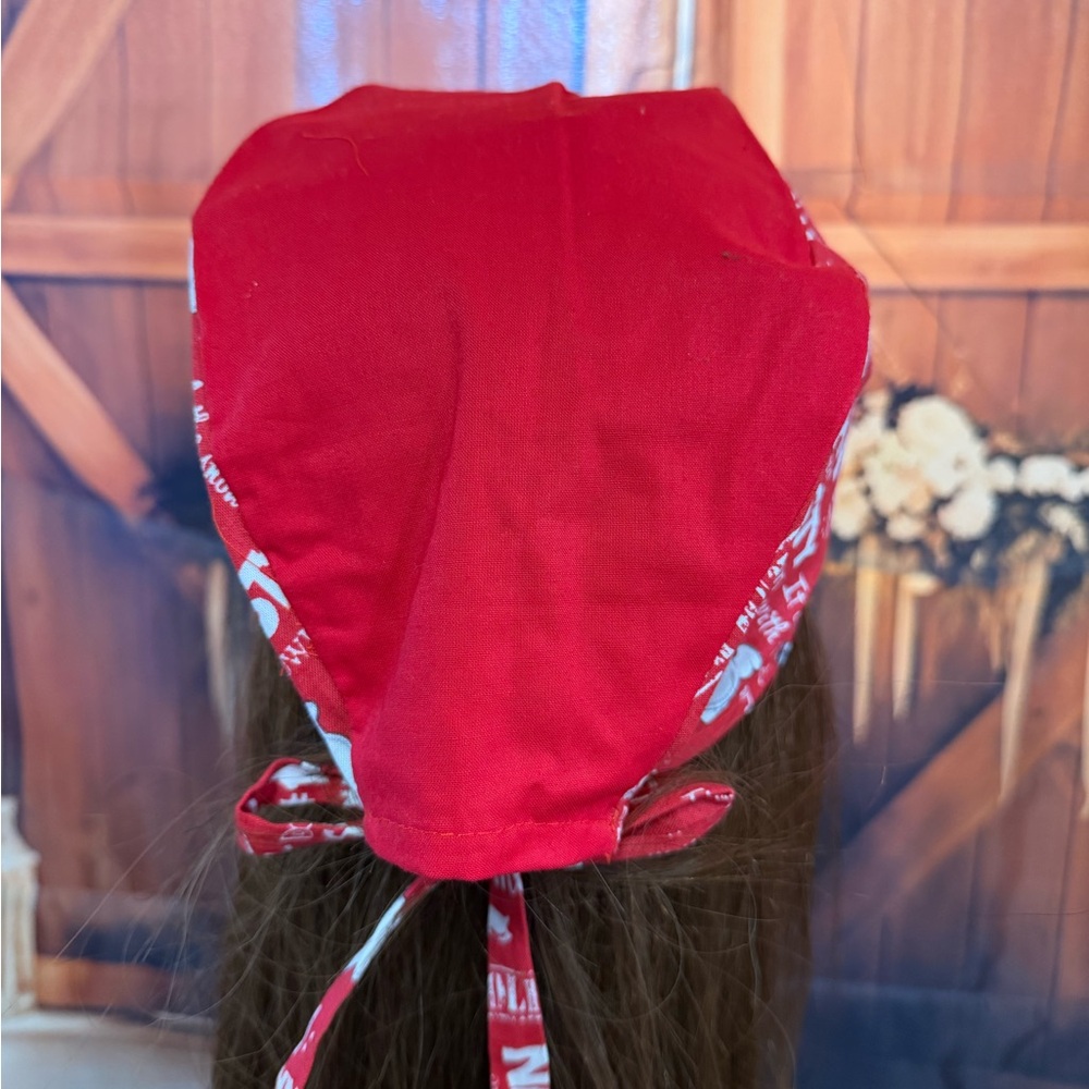 Handmade Heart Scrub Cap/ Nurse Hat with Cheer Scattered Throughout. - Picture 2 of 2